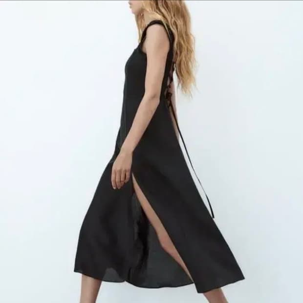 [ZARA] 자라 백 코르셋 리넨 롱 원피스 (S사이즈)