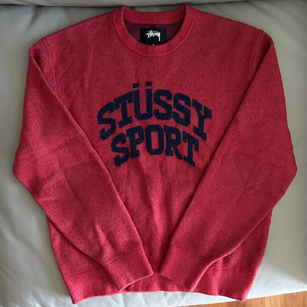 스투시 스포츠 니트 스웨터 M 레드