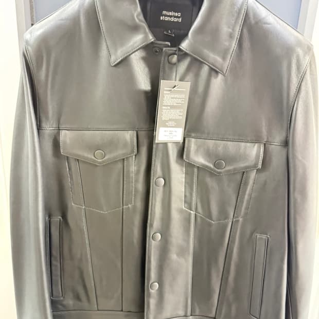 무신사 스탠다드 레더 램스킨 트러커 자켓 블랙 L