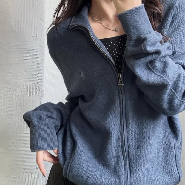 Polo 폴로 랄프로렌 신형 피마코튼 딥블루 니트집업 