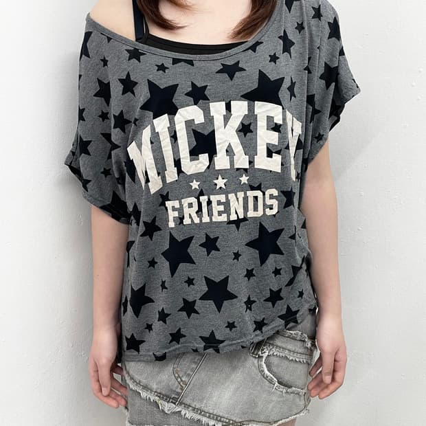 갸루 스타 루즈 레터링 탑