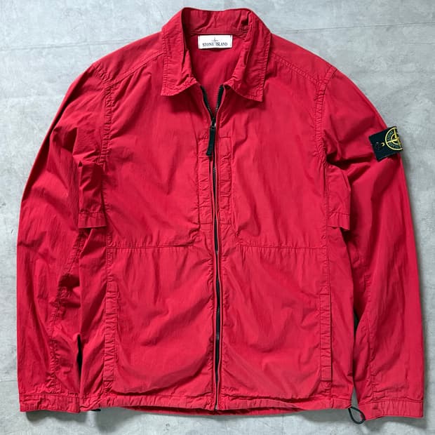 Stone-Island 스톤아일랜드 레드 컬러 와펜 셔츠 자켓 