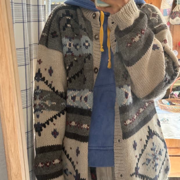 알파카 혼방 울 니트 가디건