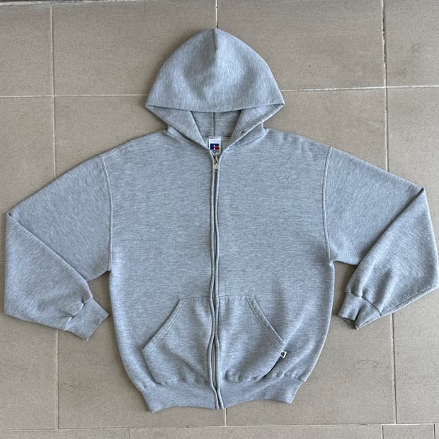 90s 빈티지 러셀 후드집업 그레이 M