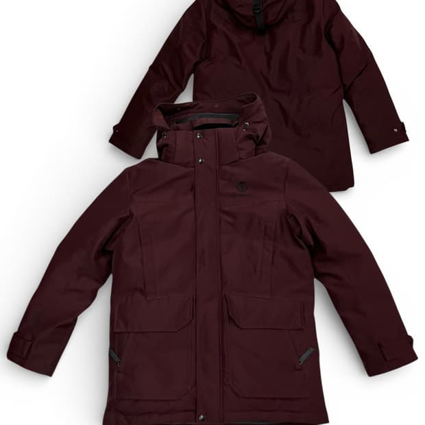 빈폴 아웃도어 버건디 후드 탈부착 패딩 100