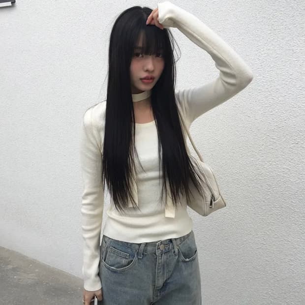 애니원모어 머플러 원오프 슬림 니트 세트