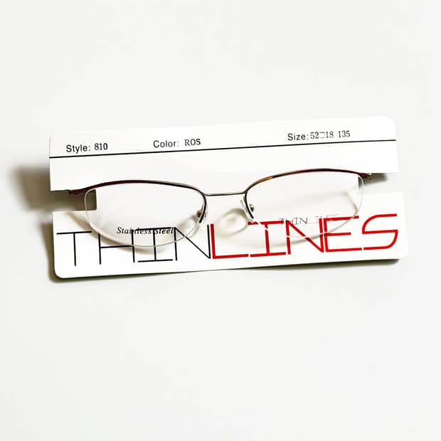 90s Thin Lines 로즈 골드 메탈 스퀘어 반무테 빈티지 안경