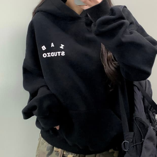 아이앱스튜디오 블랙 후드티 L