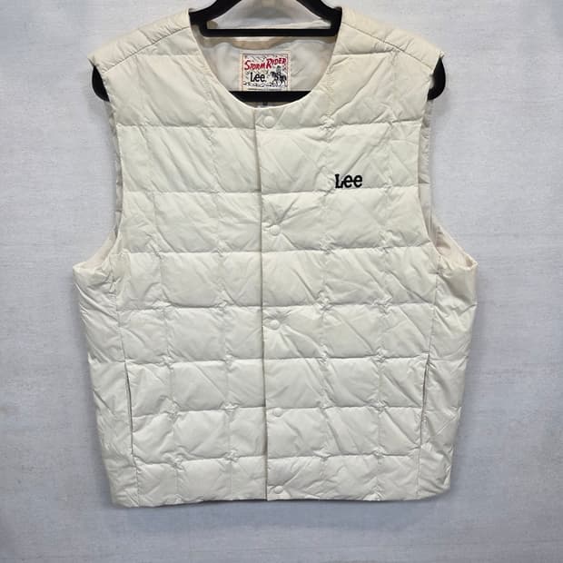 Lee 트위치로고 라이트다운 덕 다운패딩 조끼 m 아이보리
