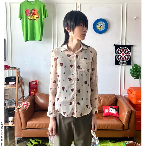 Jpn Art Pattern Semi See-through Shirt