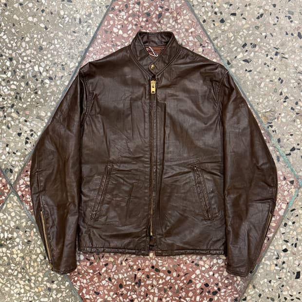 70s Leather garment 브라운 싱글 레더자켓 (40)