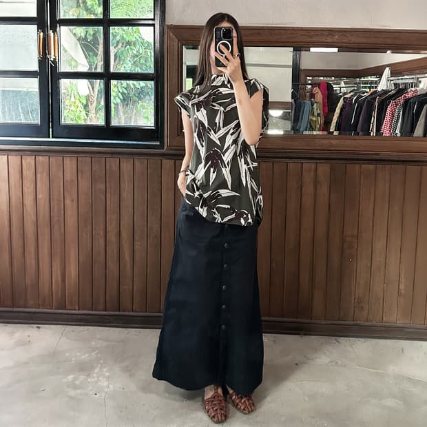 DIESEL long denim mix skirt