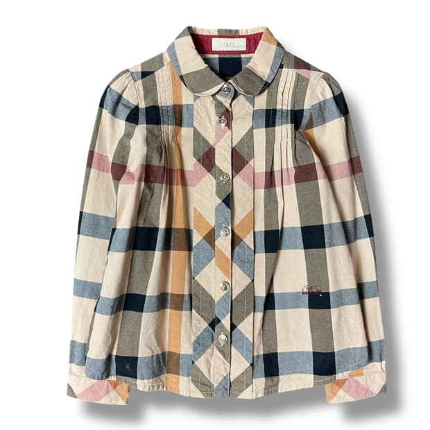 닥스 키즈 베이지 블루 레드 멀티 배색 긴팔 셔츠 130