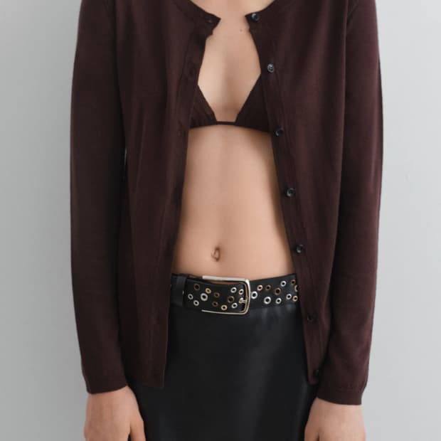 (XS,S,M) 기마구아스 Rebecca 울 라운드 가디건 브라운