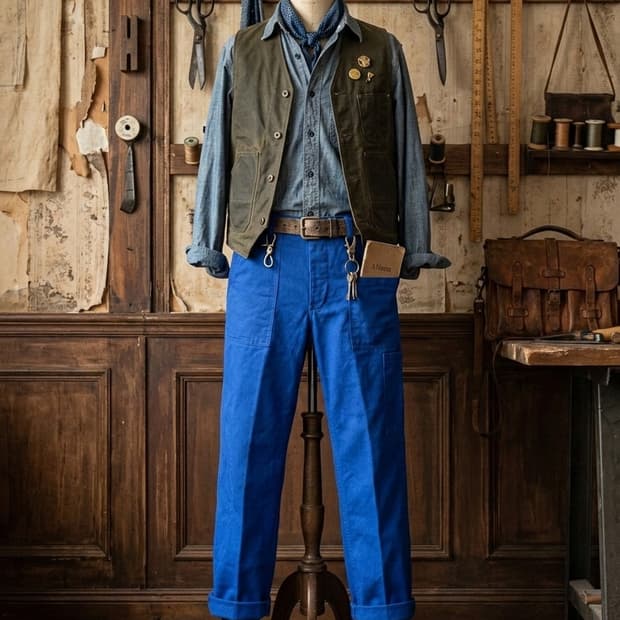 오리지널 프렌치 로얄블루 워크팬츠