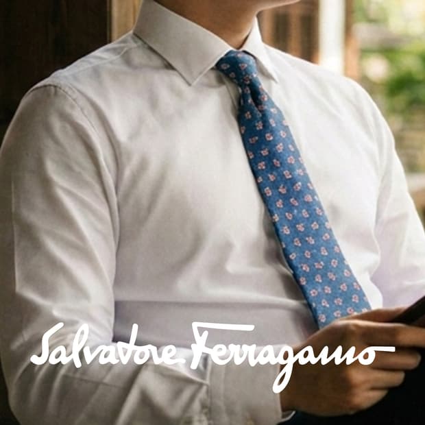 살바토레 페라가모 실크 블루 곰돌이 모티브 넥타이 9cm A등급 E959