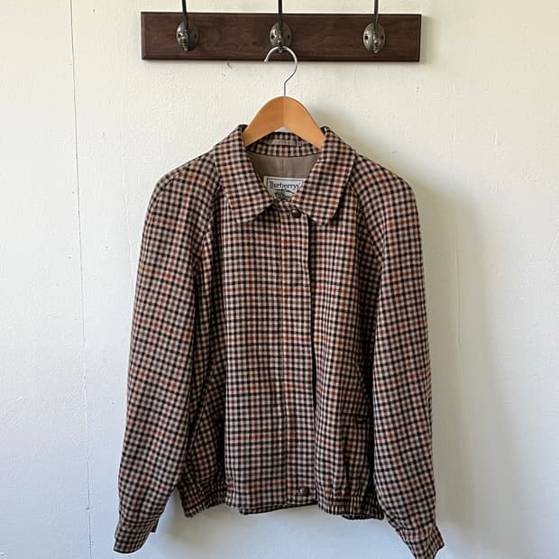 버버리 깅엄 체크 울 스윙탑 자켓