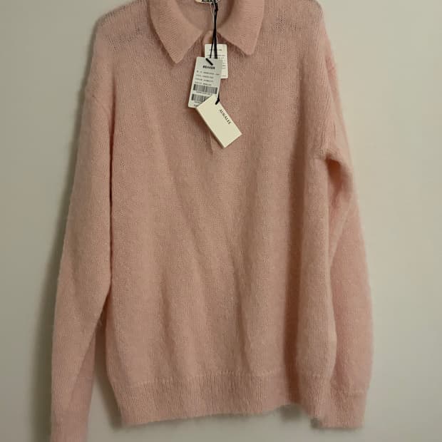 [5]오라리 핑크 모헤어 폴로니트