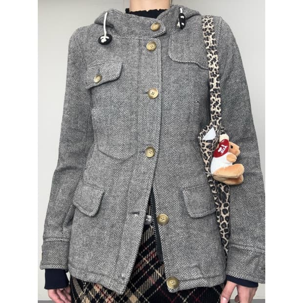 빈티지 그레이 후드 자켓