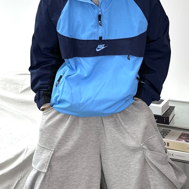 나이키 스카이블루 배색 바람막이 아노락 XL