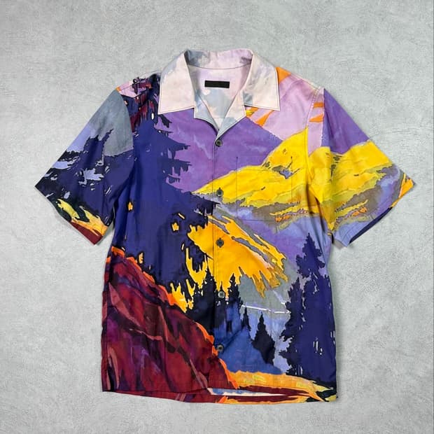 Prada 2017SS Landscape Print Open Collar