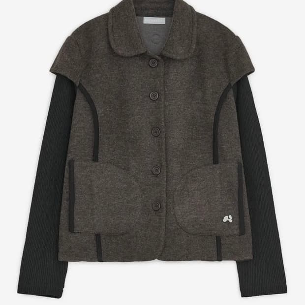 허그유어스킨 라운드 카라 니트 자켓 (브라운)