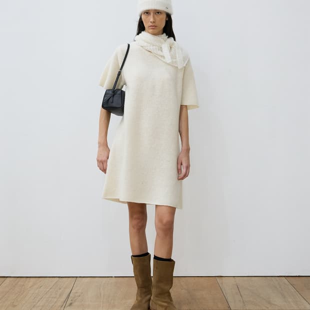 Wool Knit Mini Dress - Ivory