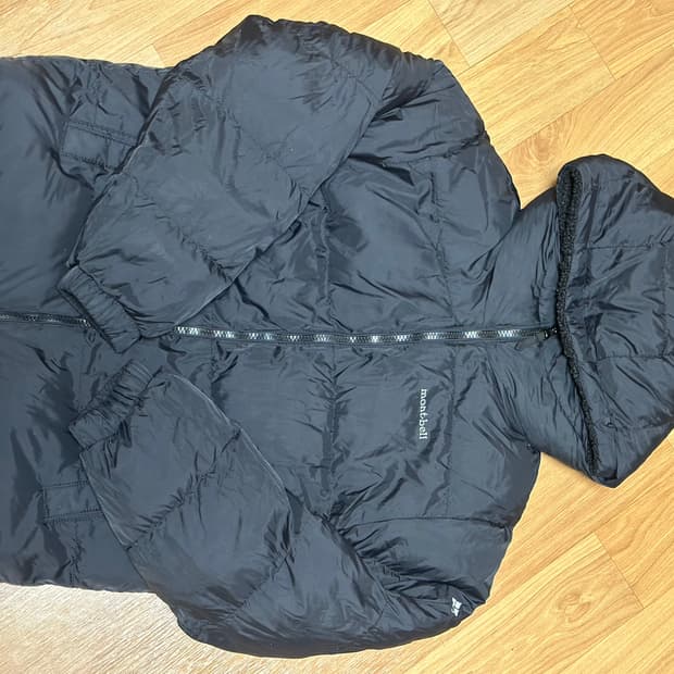 몽벨 리버시블 패딩 후드 블랙 M