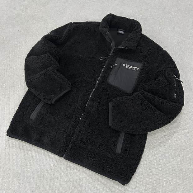 디스커버리 검정색 뽀글이 플리스 자켓 XL