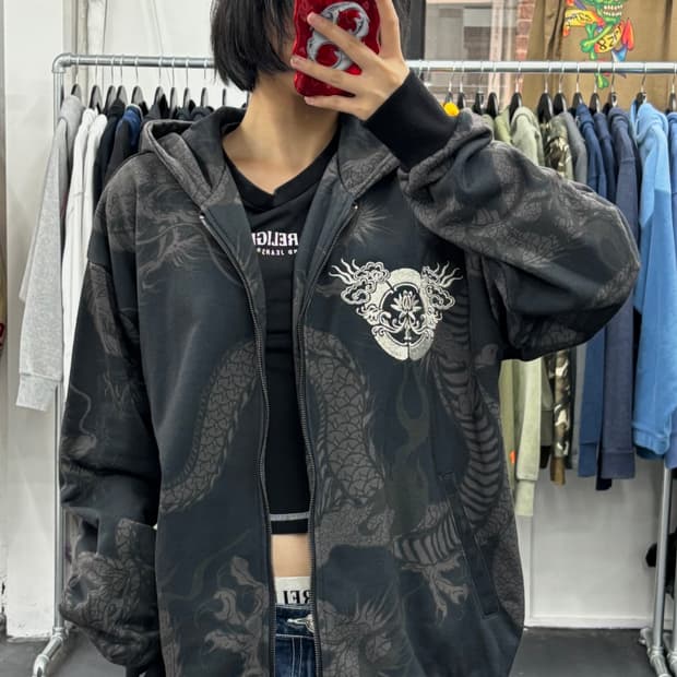 카라쿠리 타마시 오리엔탈 드래곤 후드집업