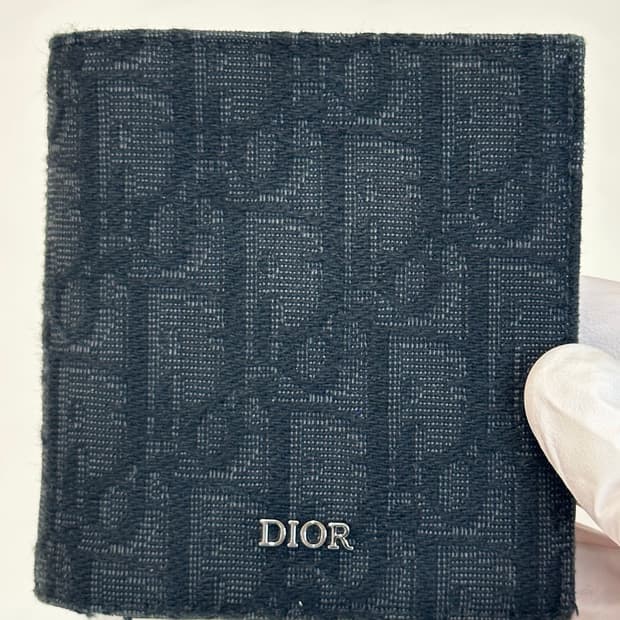 A / 디올 오블리크 자카드 컴팩트 버티컬 반지갑 블랙