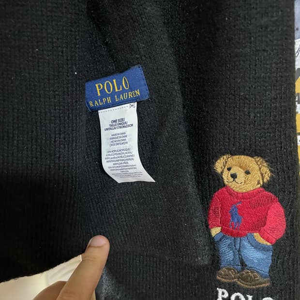 폴로 랄프로렌 데님진 베어 니트 머플러 목도리 블랙 팝니당