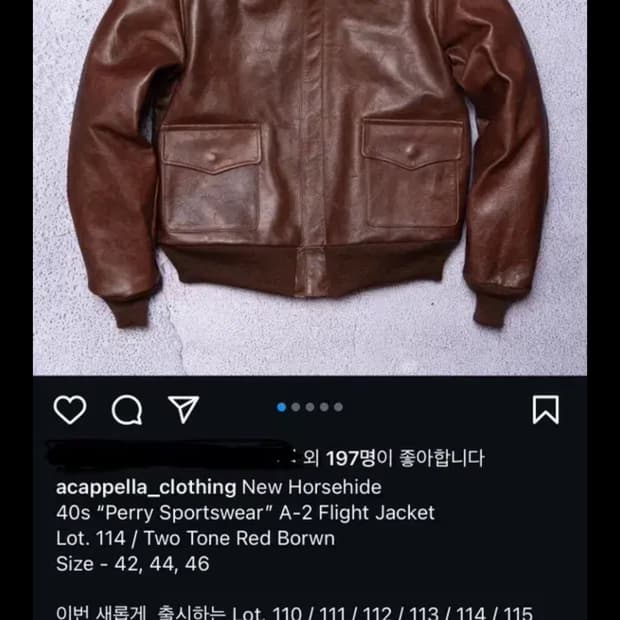 아카펠라클로딩 a2 한정 별주 신키사 홀스하이드 42사이즈