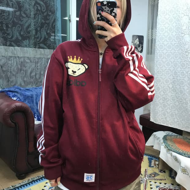 아디다스 니고베어 약기모 버건디 후드집업 