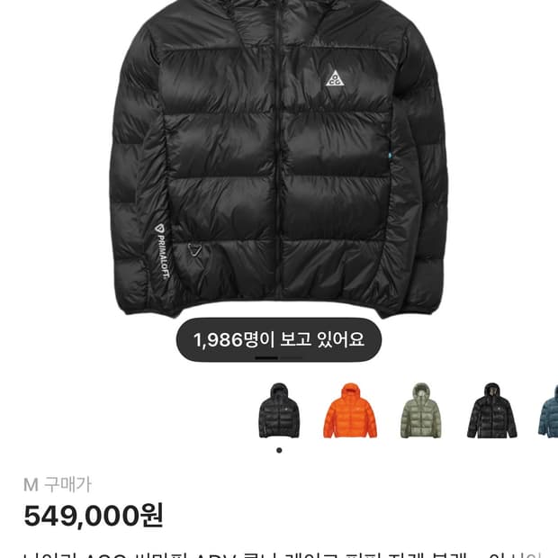 나이키 acg 루나레이크 패딩  m