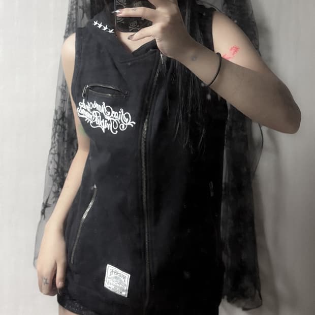펑크 y2k 후드 베스트