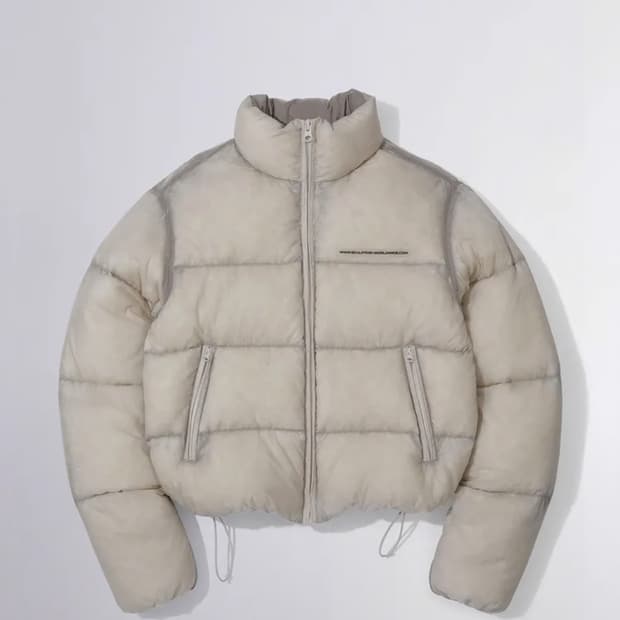 스컬프터 104 Sheer Cropped Puffer Down Raw 