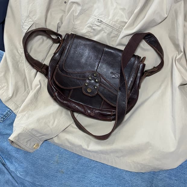 vintage blue torm leather shoulder bag