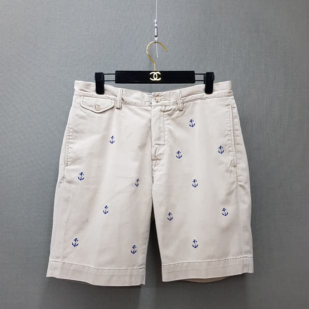 폴로 랄프로렌 앵커 자수 베이지 코튼 쇼츠 32사이즈