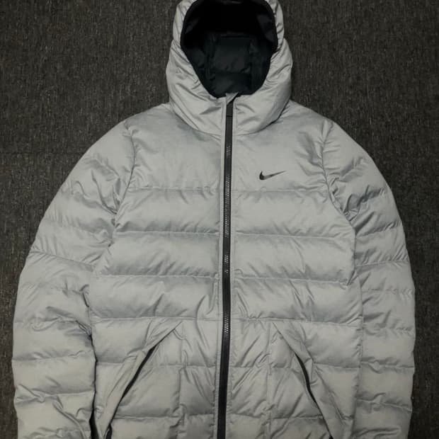 나이키 덕다운 패딩 후디 회색