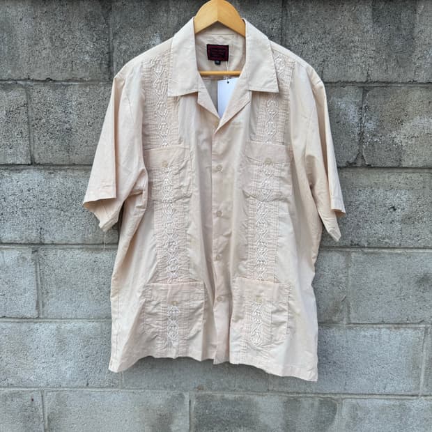 빈티지 구아야베라 쿠바 셔츠 살색 2xl