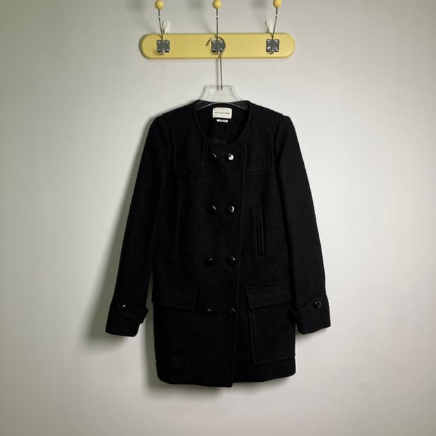 이자벨마랑 에뚜왈 블랙 울 논카라 더블 코트 36