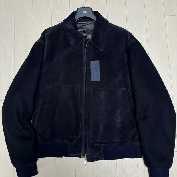 디올 스웨이드 바시티자켓