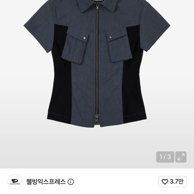 웰빙익스프레스 Panelled Zip Up Shirt Navy