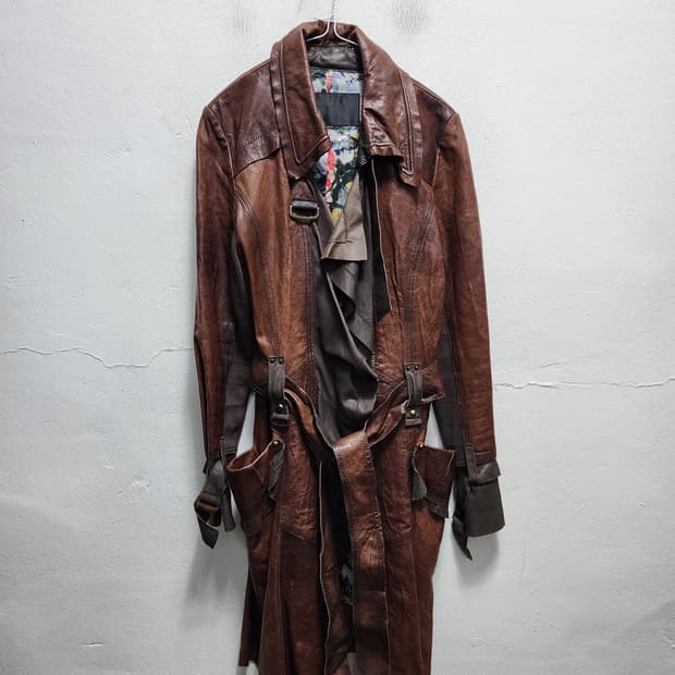 탱커스 산양가죽 보헤미안 히피st 빈티지 레더 코트