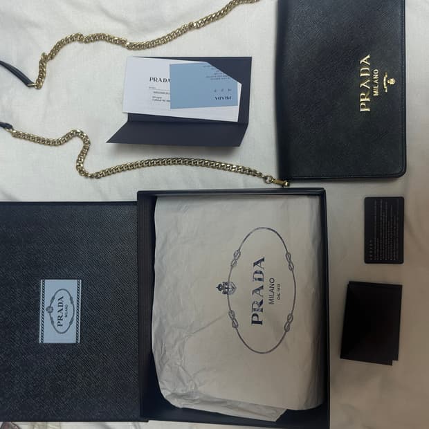 (풀박) 프라다 사피아노 체인 숄더백 블랙