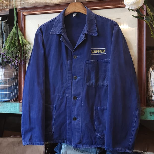 70s 프렌치 워크자켓 프렌치자켓 페이딩 블루 46