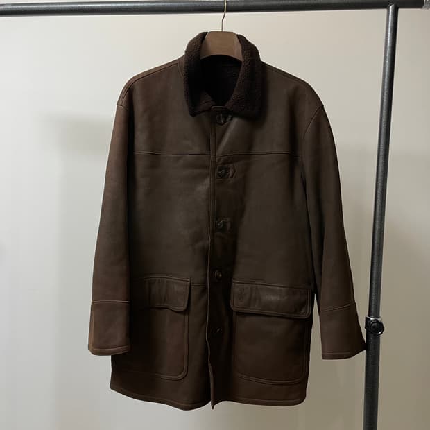 (100) 입생로랑 램스킨 시어링 싱글 무스탕 자켓