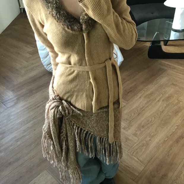 vintage beige fur cardigan