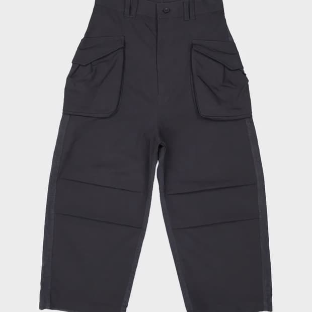 [S] 준야 와타나베 나일론 코튼 와이드 팬츠 블랙